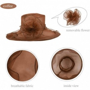 Sun Hats Kentucky Derby Hats Women Organza Church Hat for Wedding Tea Party MZW0099 - Coffee - CH18CG5GMEI $14.89