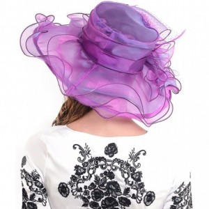 Sun Hats Fascinators Kentucky Derby Church Dress Large Floral Party Hat - Veil Purple - CJ11Y8HC2CR $29.57