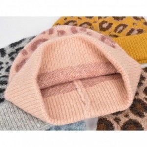 Skullies & Beanies Women Soft Knit Cuff Beanie Hat with Leopard Pattern Warm Winter Knit Beanie Skull Cap Knitting Hat - Pink...