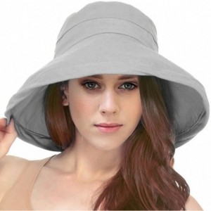 Sun Hats Women's Spring/Summer 100% Cotton Beach & Garden Foldable Bucket Hat - Grey - CF18E4OIDO9 $10.94