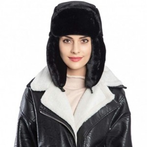 Bomber Hats Women Faux Fur Bomber Hat Ushanka Russian Trapper Hat with Ear Flap - Black - C2192TY3OIY $31.36