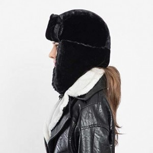 Bomber Hats Women Faux Fur Bomber Hat Ushanka Russian Trapper Hat with Ear Flap - Black - C2192TY3OIY $15.88