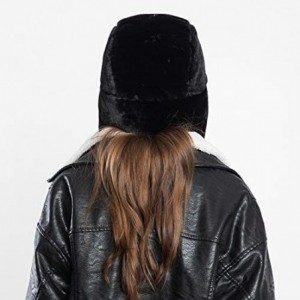 Bomber Hats Women Faux Fur Bomber Hat Ushanka Russian Trapper Hat with Ear Flap - Black - C2192TY3OIY $30.16