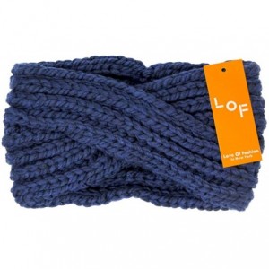 Headbands Women's Winter Knitted Headband Ear Warmer Head Wrap (Flower/Twisted/Checkered) - Navy - CA18HD4E80I $11.04