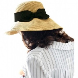 Sun Hats The New Womens Straw Hat Floppy Foldable Roll up Beach Cap Sun Hat - Black-8020 - CA1948KKLAD $17.84