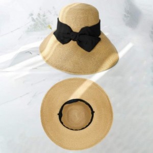 Sun Hats The New Womens Straw Hat Floppy Foldable Roll up Beach Cap Sun Hat - Black-8020 - CA1948KKLAD $17.84