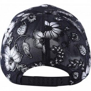 Baseball Caps Womens Floral Print Baseball Cap Adjustable Trucker Baseball Cap - Flower Black - C618SQKOM5H $12.16