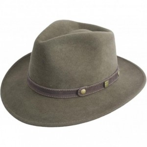 Fedoras Classic Traveller II Wool Felt Fedora Hat Packable Water Repellent - Olive - C111CRAO5Y9 $52.76