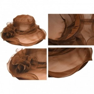 Sun Hats Kentucky Derby Hats Women Organza Church Hat for Wedding Tea Party MZW0099 - Coffee - CH18CG5GMEI $14.89