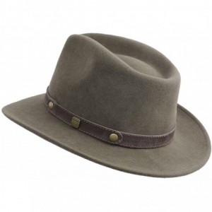 Fedoras Classic Traveller II Wool Felt Fedora Hat Packable Water Repellent - Olive - C111CRAO5Y9 $52.76