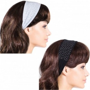 Headbands Simple Sparkling Rhinestone Stretch Headband - 2 Pcs - Black & White - CJ11DFFI68R $30.01