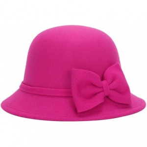 Bucket Hats Women Faux Wool Church Cloche Flapper Hat Lady Bucket Winter Flower Cap - 5 - CZ18HGL4UOH $23.83