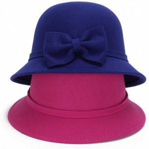 Bucket Hats Women Faux Wool Church Cloche Flapper Hat Lady Bucket Winter Flower Cap - 5 - CZ18HGL4UOH $13.98