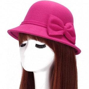 Bucket Hats Women Faux Wool Church Cloche Flapper Hat Lady Bucket Winter Flower Cap - 5 - CZ18HGL4UOH $13.98