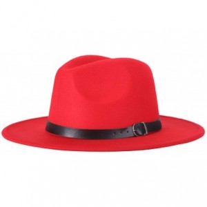 Fedoras Men Fedoras Women's Fashion Jazz hat Summer Spring Black Woolen Blend Cap Outdoor Casual hat - Red - CM18NMD92QY $20.87