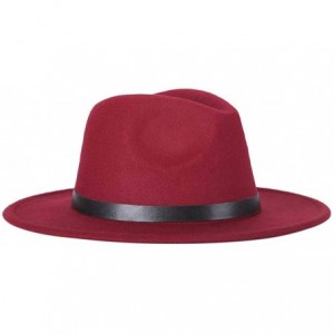 Fedoras Men Fedoras Women's Fashion Jazz hat Summer Spring Black Woolen Blend Cap Outdoor Casual hat - Red - CM18NMD92QY $20.87