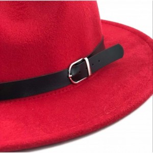 Fedoras Men Fedoras Women's Fashion Jazz hat Summer Spring Black Woolen Blend Cap Outdoor Casual hat - Red - CM18NMD92QY $40.10