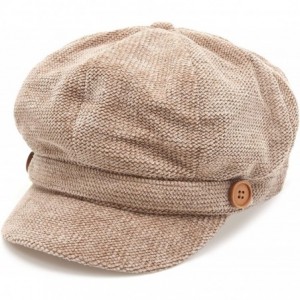 Newsboy Caps Women's Classic Visor Baker boy Cap Newsboy Cabbie Winter Cozy Hat with Comfort Elastic Back - Chenille Taupe - ...