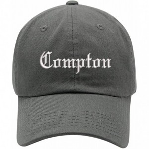 Baseball Caps Compton Text Embroidered Low Profile Soft Crown Unisex Baseball Dad Hat - Vc300_charcoal - CM18SDDRXWX $13.32