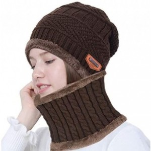 Skullies & Beanies Winter Beanie hat- Warm Knit Hat Thick Fleece Lined Winter Hat for Men Women - Coffee - C718X7XX2QO $8.41