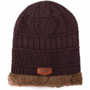 Skullies & Beanies Winter Beanie hat- Warm Knit Hat Thick Fleece Lined Winter Hat for Men Women - Coffee - C718X7XX2QO $8.41