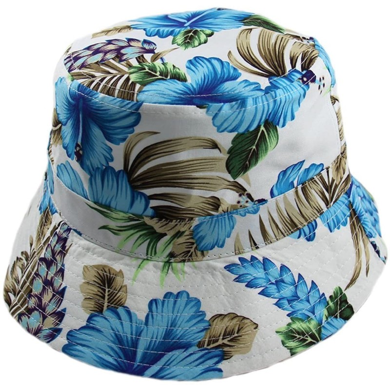 Bucket Hats Unisex Hibiscus Floral Crushable Bucket Hats - Blue - CW12GXSF621 $15.54