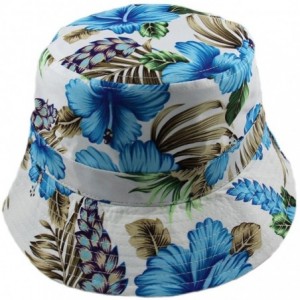 Bucket Hats Unisex Hibiscus Floral Crushable Bucket Hats - Blue - CW12GXSF621 $15.54