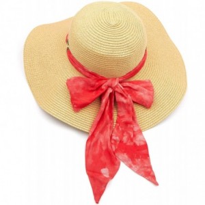 Sun Hats Pull Through Sash Scarf Eyelets Straw Hat Floppy Foldable Roll up Beach Travel Sun Hat (ST-2026-3017-20) - C4194RSID...