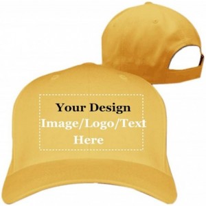 Baseball Caps Custom Hat- Customize Your Own Text Photos Logo Adjustable Back Baseball Cap for Men Women - Yellow - C818LH26Z...