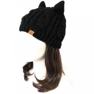 Skullies & Beanies Winter Thick Knit Beanie Slouchy Beanie for Men & Women - Ebony - C4180K7OKCQ $9.99