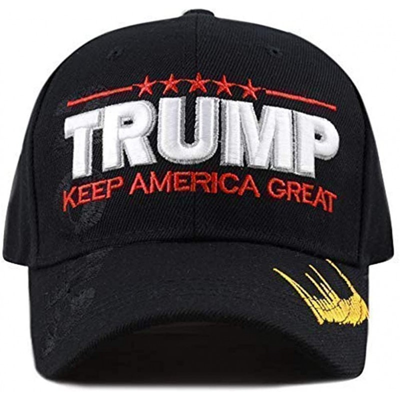 Baseball Caps Trump 2020 Keep America Great 3D Embroidery American Flag Baseball Cap - 019 Black - C618XNZ3DK2 $14.26