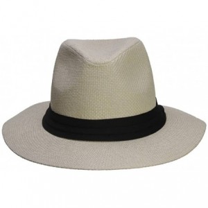 Fedoras Fashion Style Banded Wide Brim Fedora Hat - Natural - C511Z2SQLSH $11.95