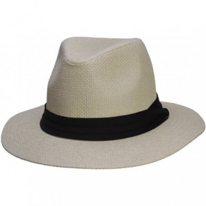 Fedoras Fashion Style Banded Wide Brim Fedora Hat - Natural - C511Z2SQLSH $23.59
