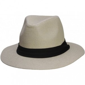 Fedoras Fashion Style Banded Wide Brim Fedora Hat - Natural - C511Z2SQLSH $11.95