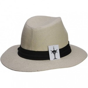 Fedoras Fashion Style Banded Wide Brim Fedora Hat - Natural - C511Z2SQLSH $11.95