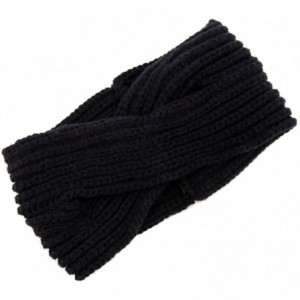 Cold Weather Headbands Women Winter Twisted Crochet Headband Knitted Headwrap Headwear Ear Warmer Head Warmer - Deep Blue - C...