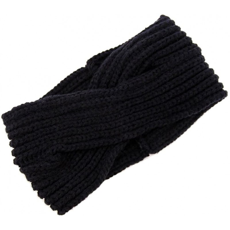 Cold Weather Headbands Women Winter Twisted Crochet Headband Knitted Headwrap Headwear Ear Warmer Head Warmer - Deep Blue - C...