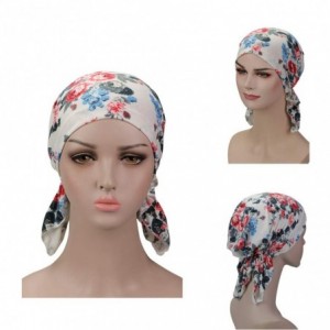 Skullies & Beanies Pre Tied Chemo Head Scarf 3 Packed Beanie Skull Cover Cap for Women (Set4-Floral) - B1-floral-3 Packed - C...