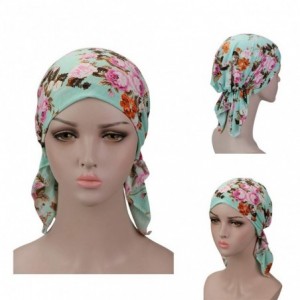 Skullies & Beanies Pre Tied Chemo Head Scarf 3 Packed Beanie Skull Cover Cap for Women (Set4-Floral) - B1-floral-3 Packed - C...