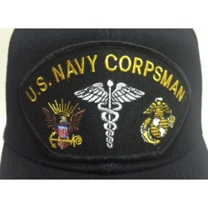 Baseball Caps Corpsman Hat US Navy Marine Corps FMF Black w/Free Sticker - CK11CPX257N $18.55