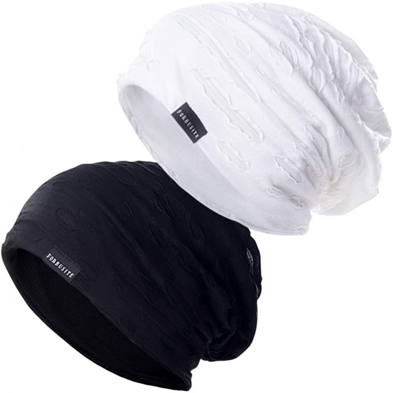 Skullies & Beanies Summer Slouch Beanie Cap for Men Ultra Thin Breathable Chemo Hat Turban for Women B403 - 2-pack Beanie-401...