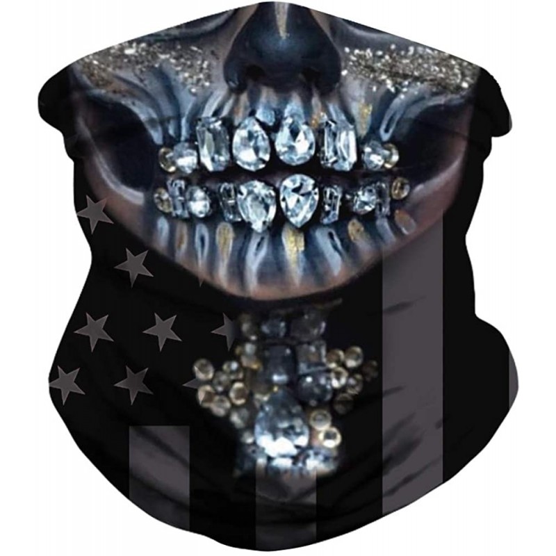 Balaclavas Camouflage American Flag Print Balaclava Bandana Neck Gaiter Scarf Headband - Skull Lady 3 - CT199L80L88 $9.52