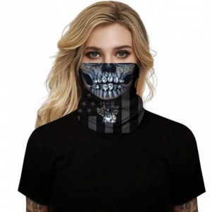 Balaclavas Camouflage American Flag Print Balaclava Bandana Neck Gaiter Scarf Headband - Skull Lady 3 - CT199L80L88 $9.52