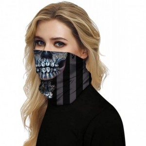 Balaclavas Camouflage American Flag Print Balaclava Bandana Neck Gaiter Scarf Headband - Skull Lady 3 - CT199L80L88 $9.52