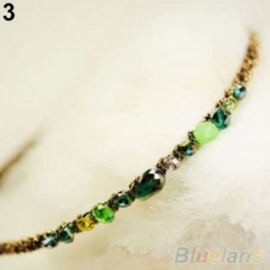 Headbands Fashion Elegant Women's Irregular Rhinestone Headband Barrette Hairpin Clip Hair Decor - Green - CC18UW9UKDQ $9.22