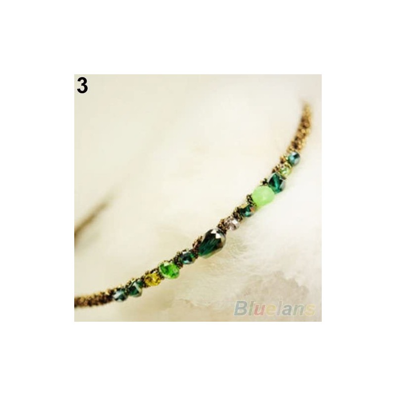 Headbands Fashion Elegant Women's Irregular Rhinestone Headband Barrette Hairpin Clip Hair Decor - Green - CC18UW9UKDQ $9.22