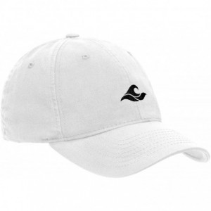 Baseball Caps Soft & Cozy Relaxed Strapback Adjustable Baseball Caps - White With Black Embroidered Logo - C8189A5NREU $29.39