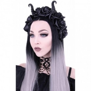 Headbands Maleficent Horns & Gothic Black Roses Headband - C211YBY0ZKX $37.68