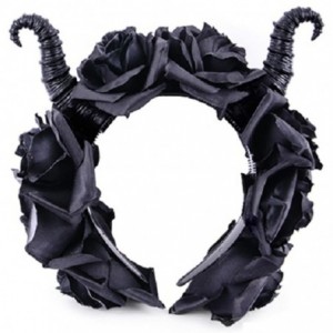 Headbands Maleficent Horns & Gothic Black Roses Headband - C211YBY0ZKX $37.68