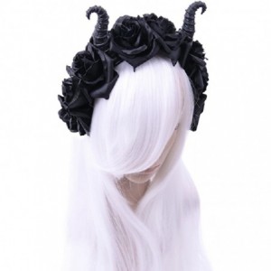 Headbands Maleficent Horns & Gothic Black Roses Headband - C211YBY0ZKX $37.68